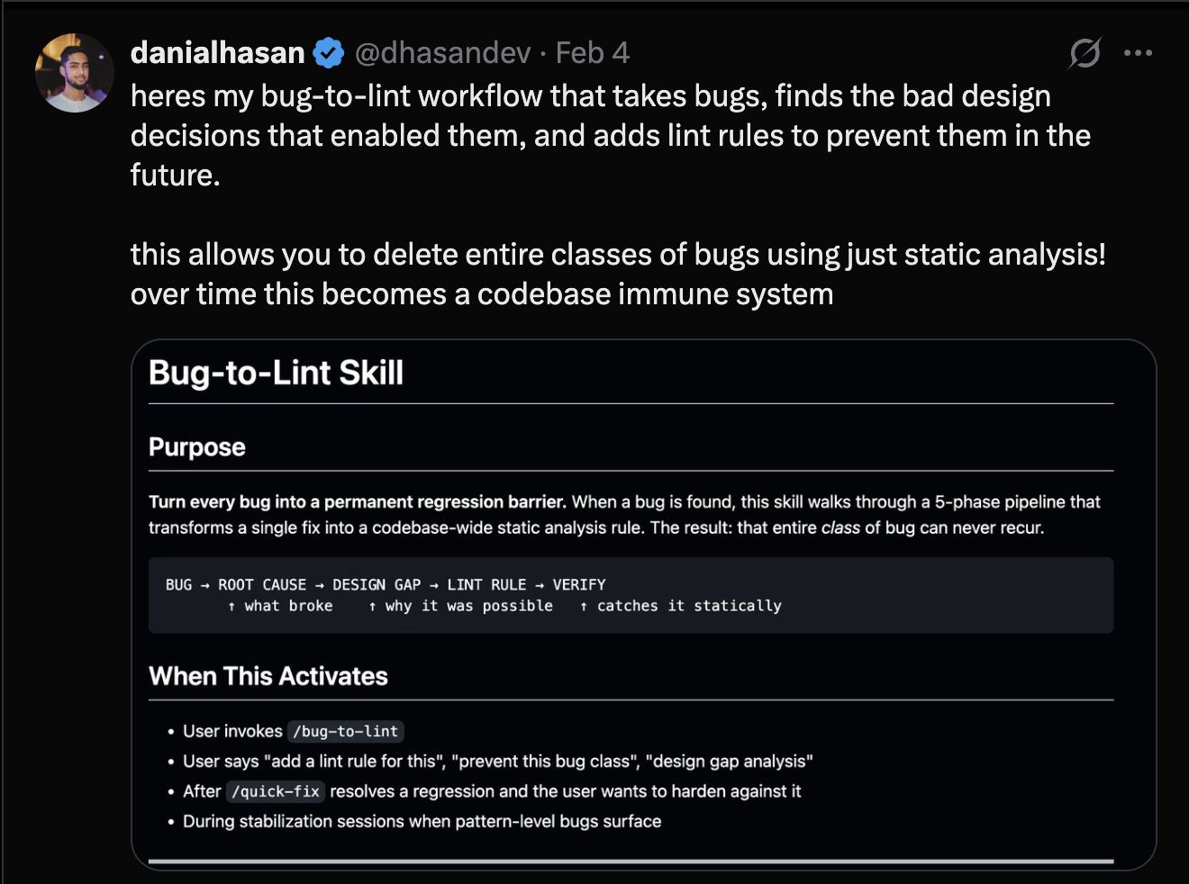 The bug-to-lint workflow